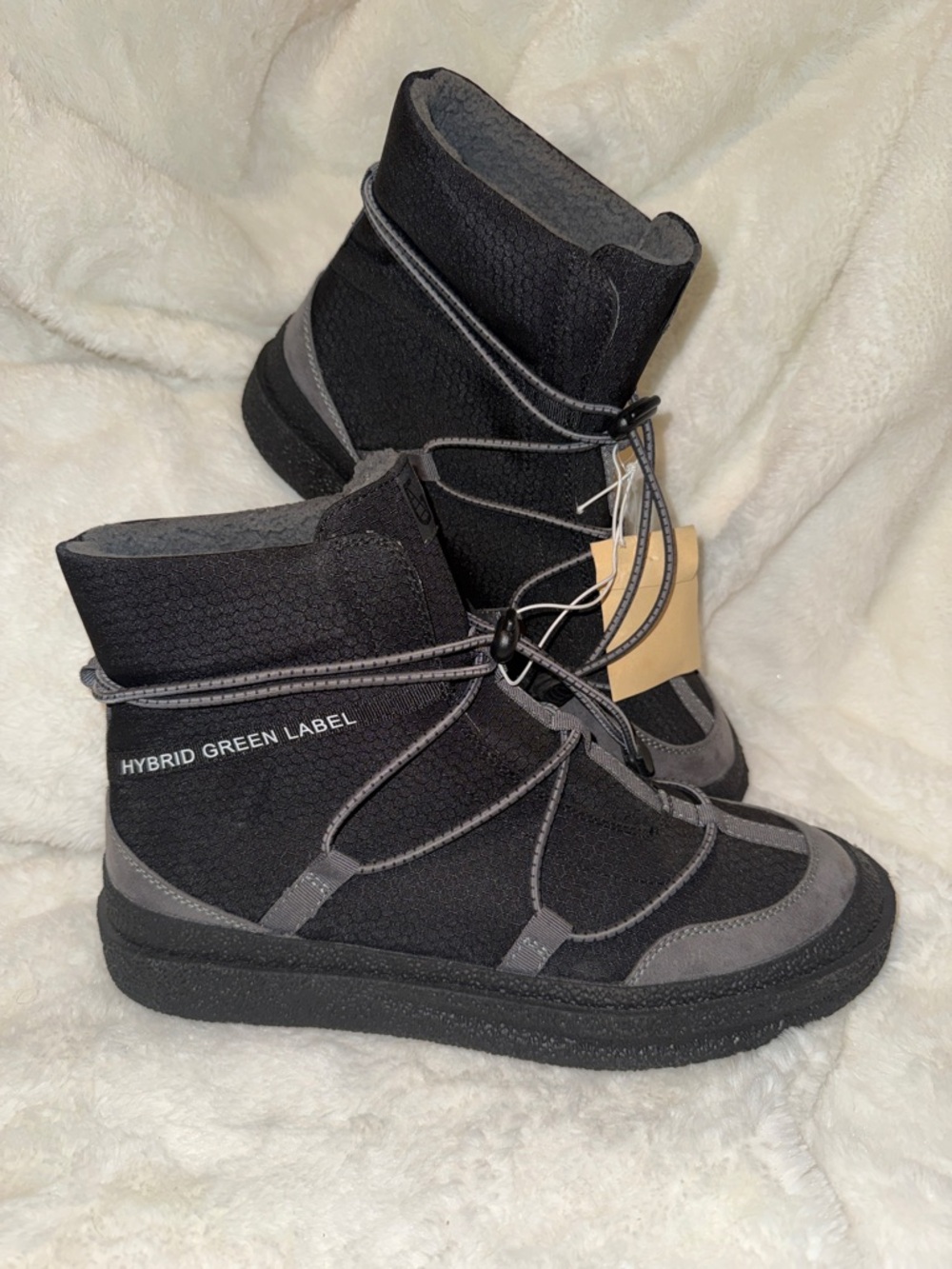 Hybrid Green Label (HGL) Black and Gray Women's Winter Lace-Up Ankle Boots